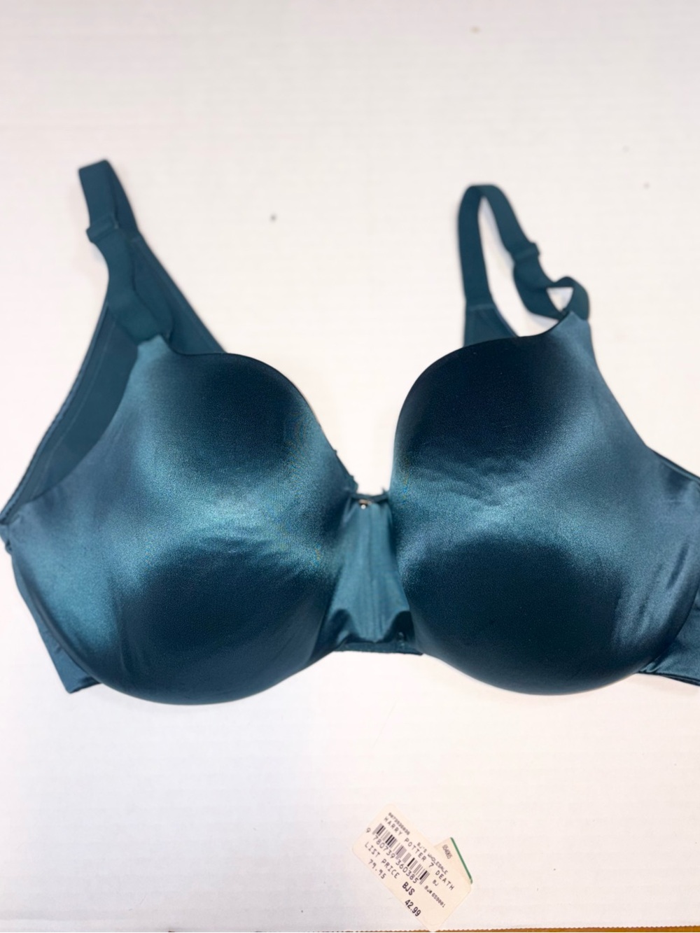 Cacique Shiny Teal Full-Coverage Satin Bra 38f